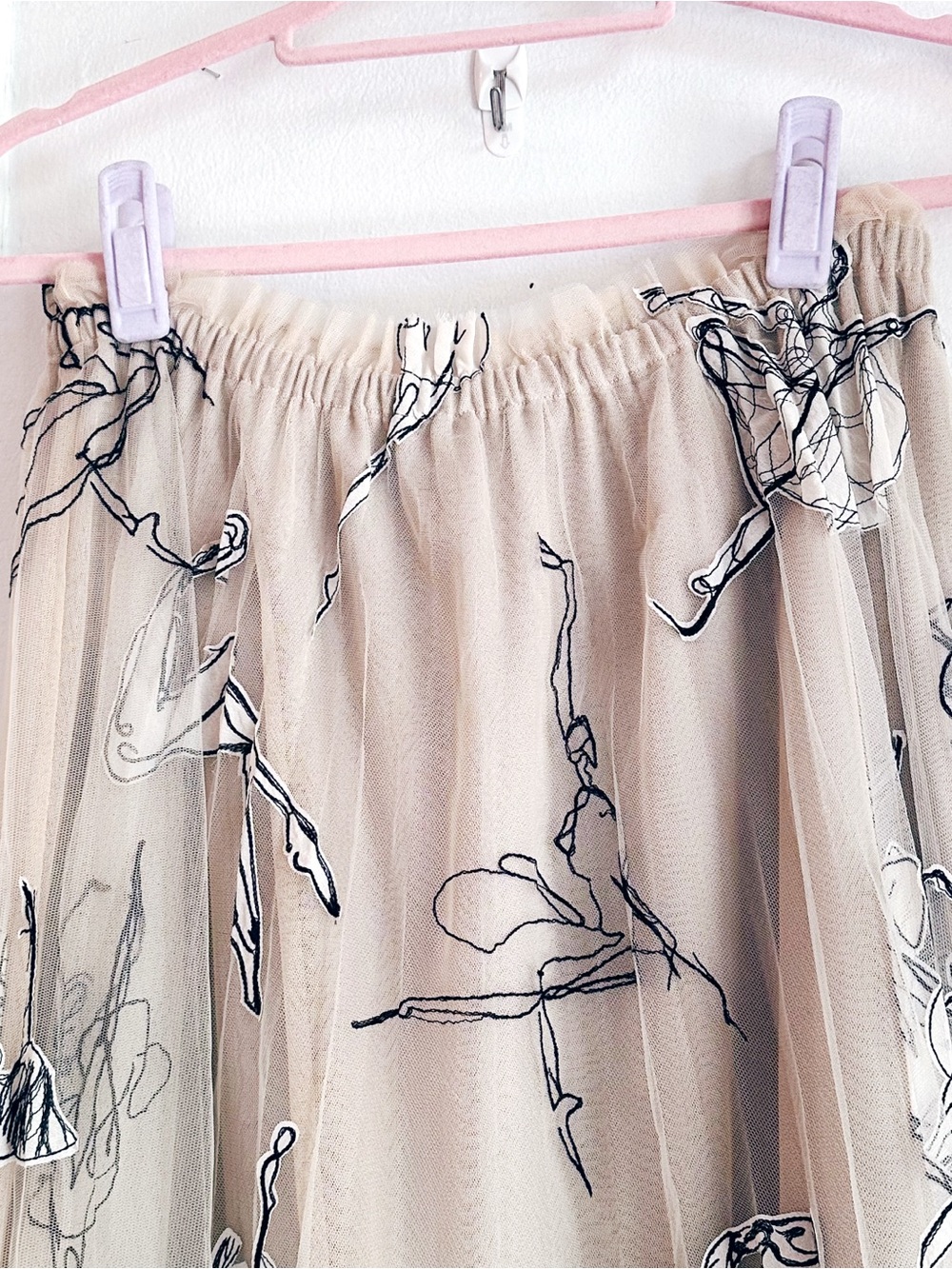 Anthropologie Beige Floral Tulle Maxi Skirt - Picture 9 of 13
